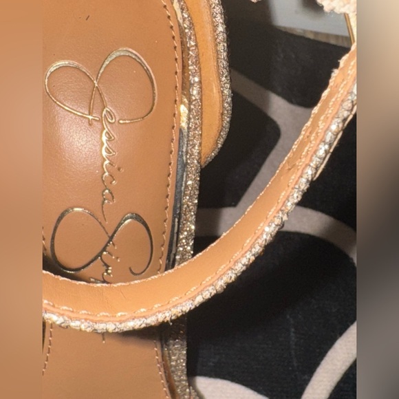 - Jessica Simpson Gold Rhinestone “Whispie” Pointed Toe Ankle Strap Heels 7 - Picture 9 of 15